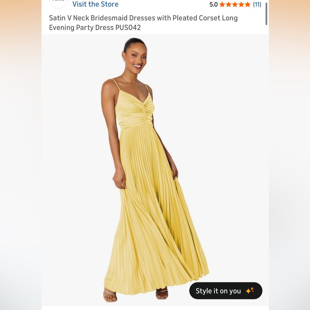 Elegant Yellow Evening Gown
